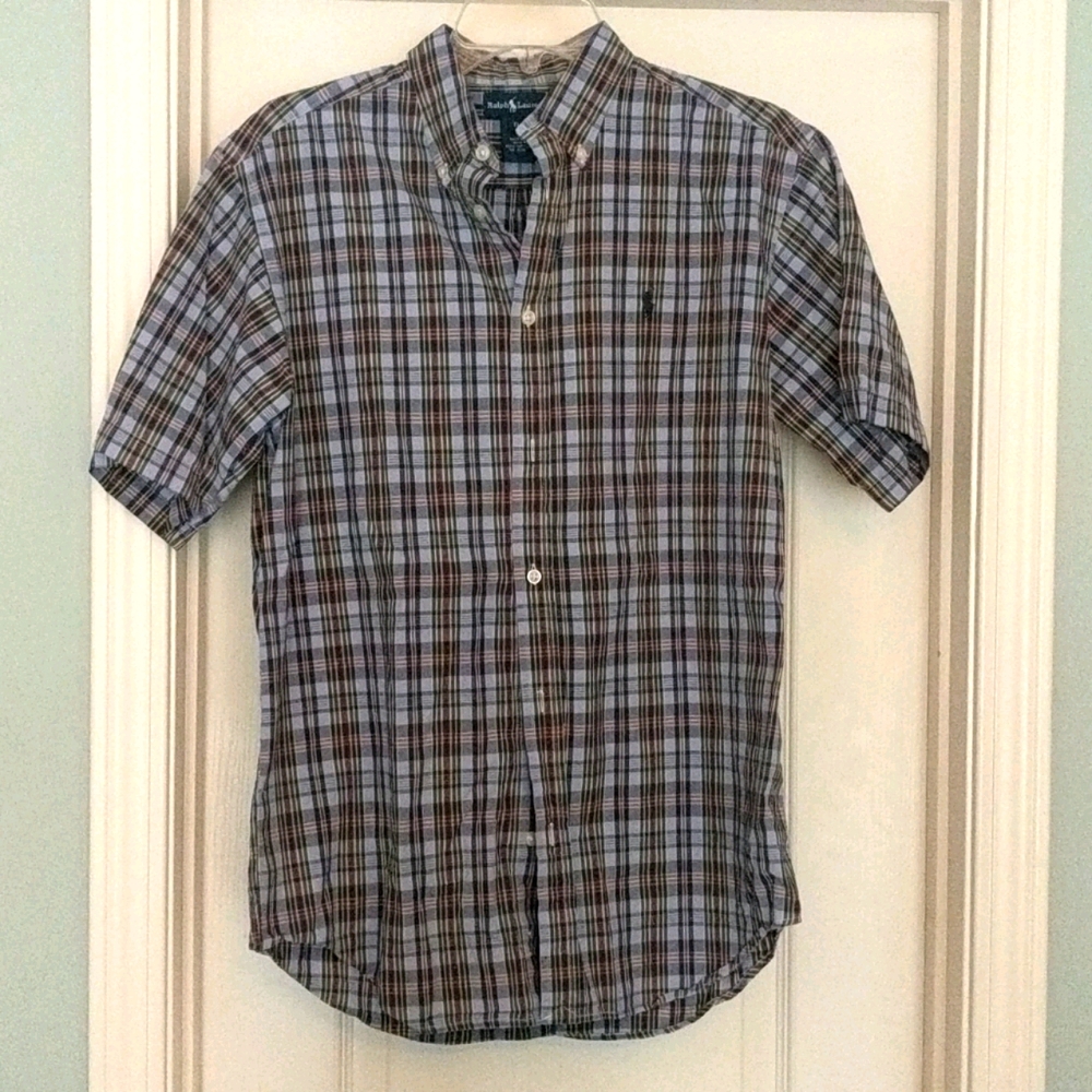 Short Sleeve Boys Plaid Shirt